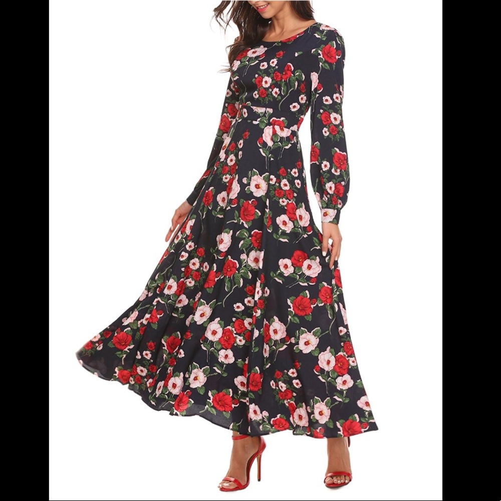 Navy Floral Dress